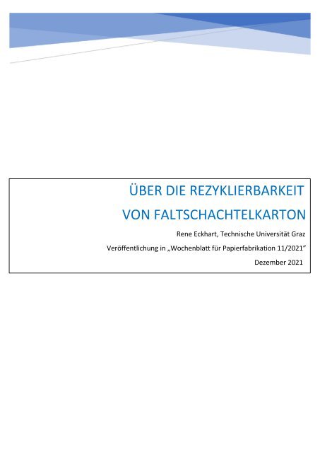 Recyclability of Cartonboard and Cartons - German