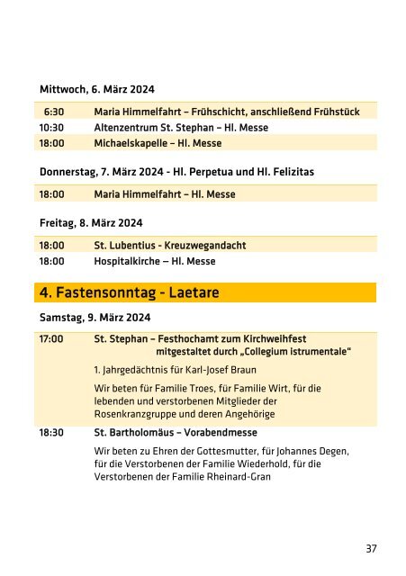 Pfarrbrief Fastenzeit 2024