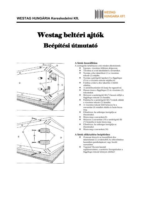 Westag beltéri ajtók beépítési útmutatója - Westag Hungária Kft.