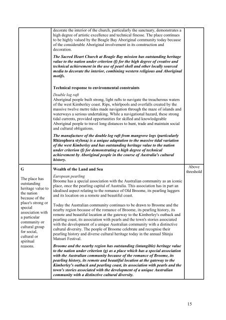 WEST KIMBERLEY PLACE REPORT - Department of Sustainability ...