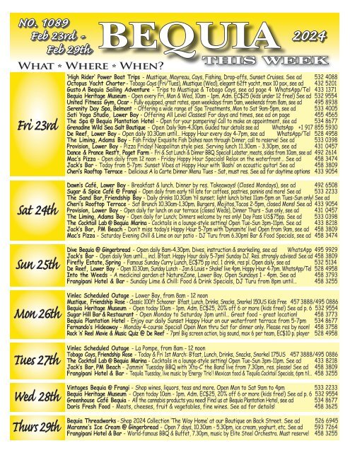 Bequia this Week - 23rd February - 29th February 2024