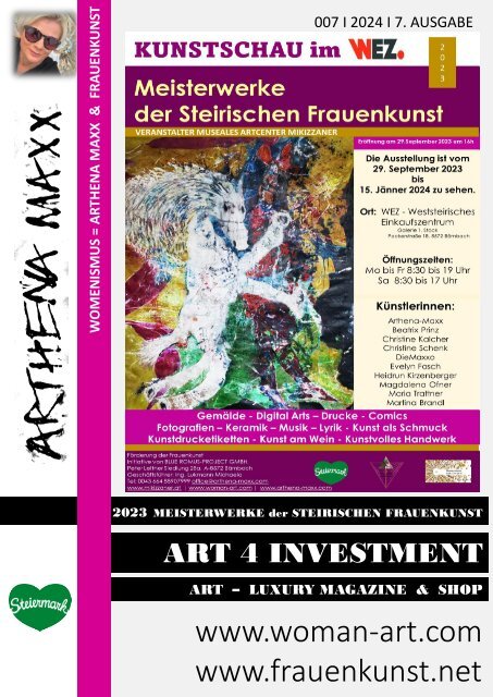 ART 4 INVESTMENT LUXURY MAGAZINE 007_2024 7te AUSGABE Meisterwerke der steirischen Frauenkunst 2023