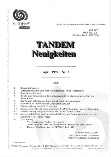 Tandem-Neuigkeiten 6apr97