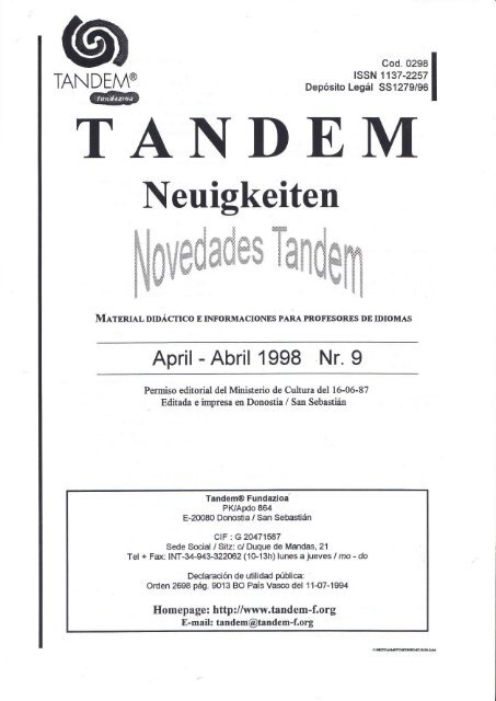 Tandem-Neuigkeiten 9apr98