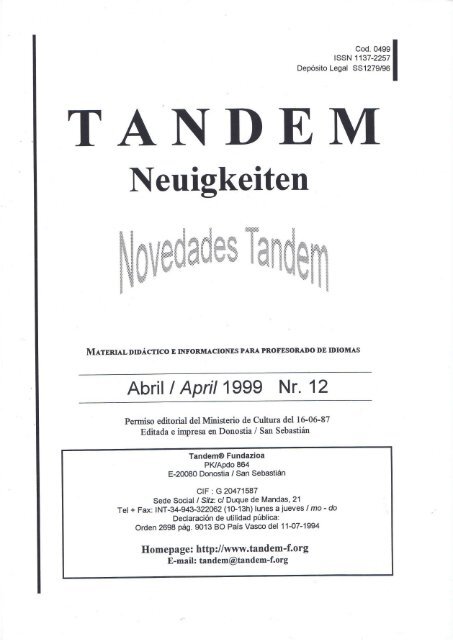 Tandem-Neuigkeiten 12apr99