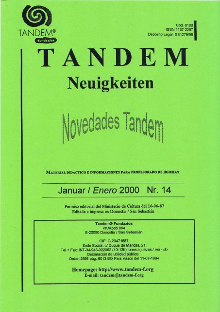 Tandem-Neuigkeiten  14jan00