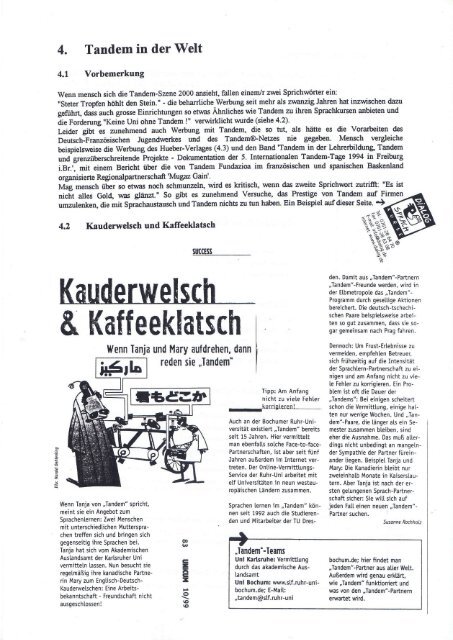 Tandem-Neuigkeiten  14jan00