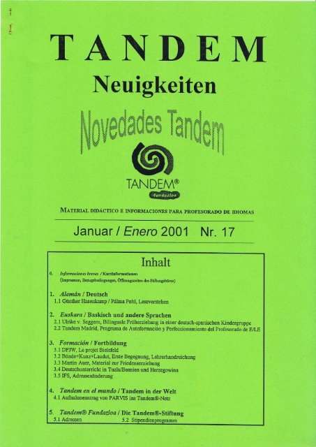 Tandem-Neuigkeiten 17jan01