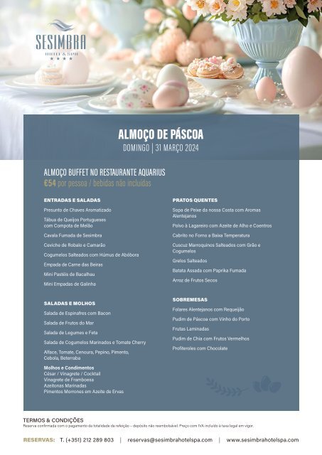 Menus de Páscoa em Sesimbra 2024