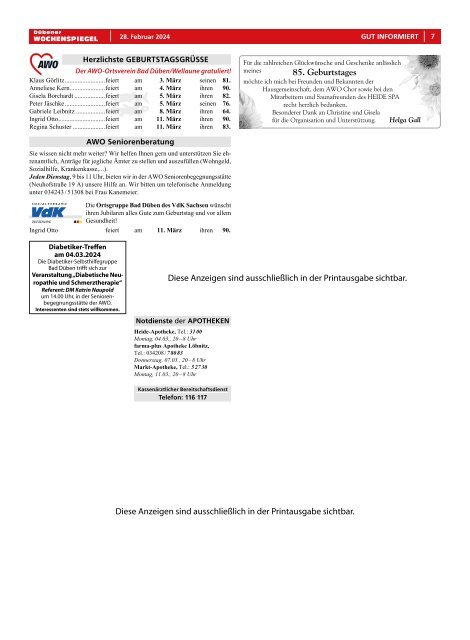 Dübener Wochenspiegel - Ausgabe 4 - Jahrgang 2024