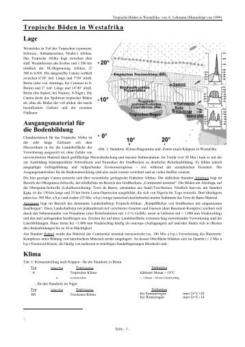 Tropische Böden in Westafrika Lage Ausgangsmaterial für die - bei ...