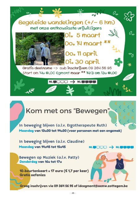 Activiteitenkalender LDC Egmont - maart & april 2024