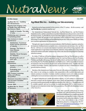 Ag-West Bio Inc. - building our bio-economy