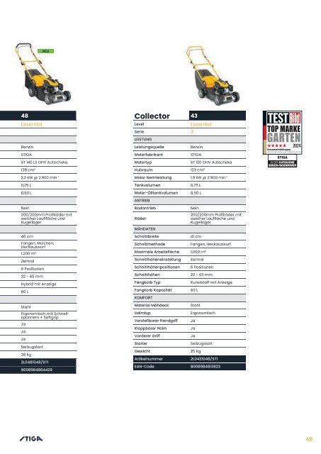 STIGA Produktsortiment 2024 - Rasenmäher und Akku-Gartengeräte bei Deterding