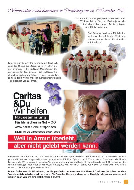 Pfarrblatt der Pfarre Pfandl - Ausgabe 209