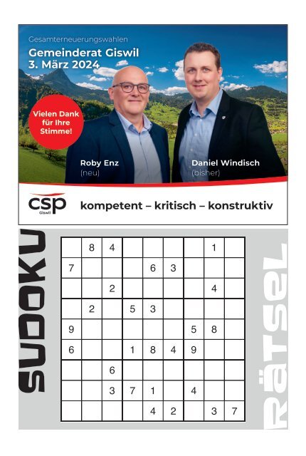 Aktuell Obwalden | KW 09 | 29. Februar 2024