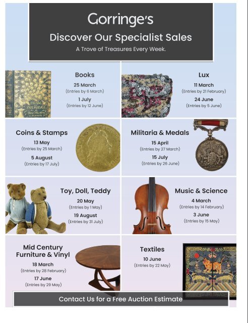 Gorringe's Spring Fine Sale - 12th March 2024 starting 10am