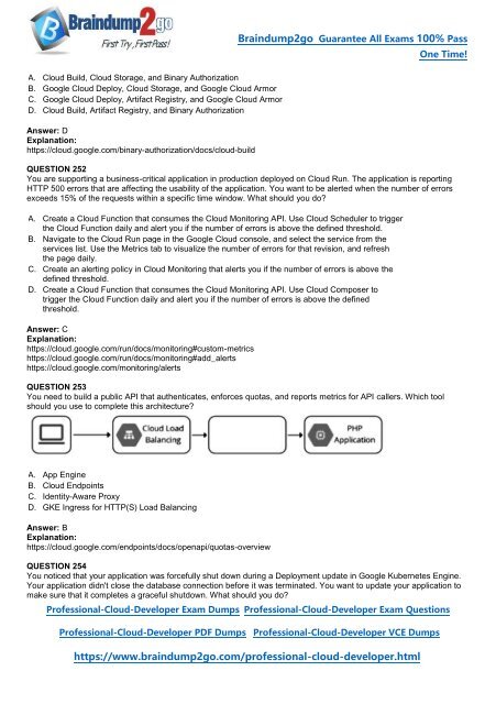 [2024-Feb-New]Braindump2go Professional-Cloud-Developer PDF Dumps(102-268)