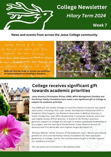 Jesus College Oxford Newsletter HTW7 