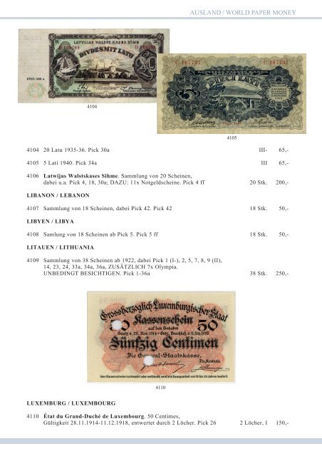 Emporium Hamburg Auktion 105 Banknoten