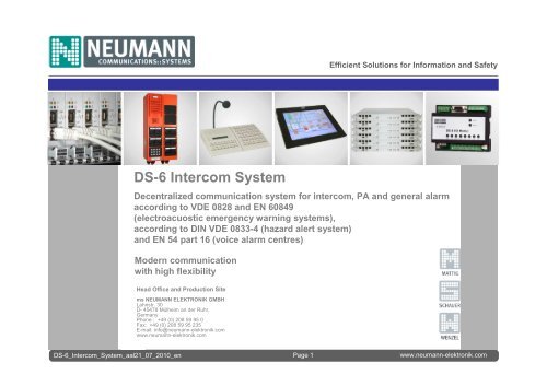 DS-6 Intercom System - Neumann Elektronik