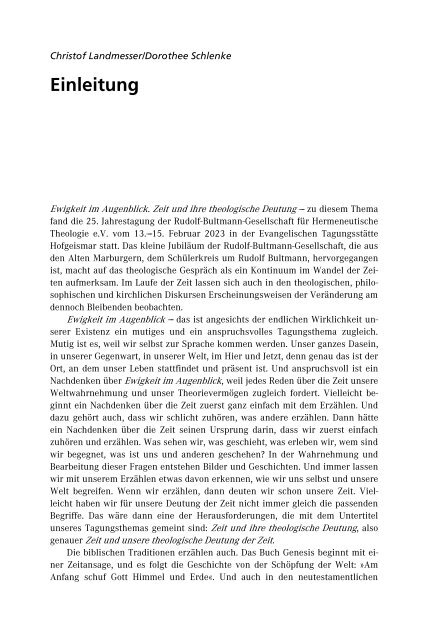 Christof Landmesser | Dorothee Schlenke (Hrsg.): Ewigkeit im Augenblick (Leseprobe)