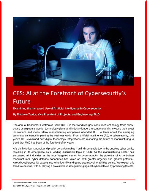 The Cyber Defense eMagazine March Edition for 2024