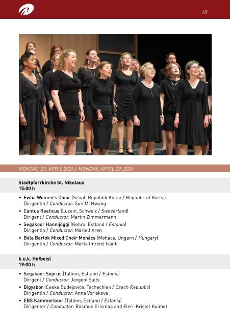 15th Intl. Choir Competition and Festival Bad Ischl - Program Book
