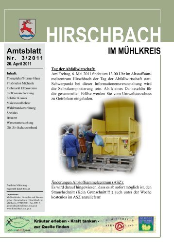 Amtsblatt Nr. 3/2011 26. April 2011 - Hirschbach