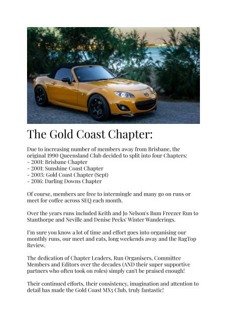 MX5 Club QLD Gold Coast 20 years