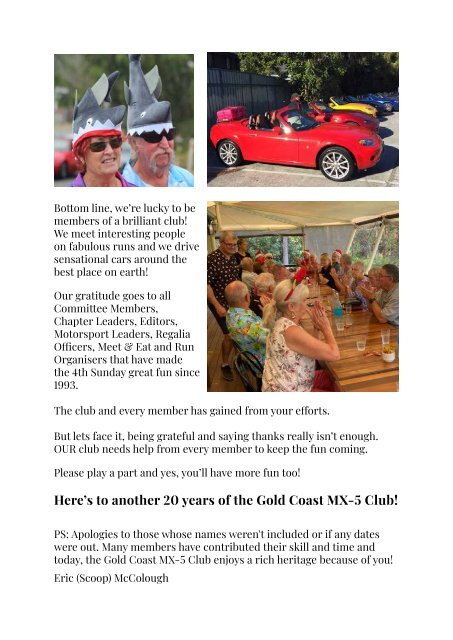 MX5 Club QLD Gold Coast 20 years