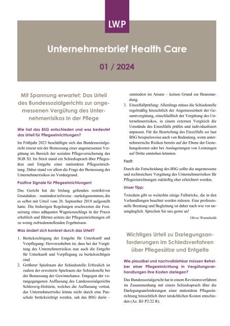 Unternehmerbrief Health Care 2024-1