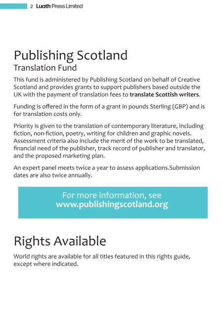 Luath Press Rights Catalogue 2024