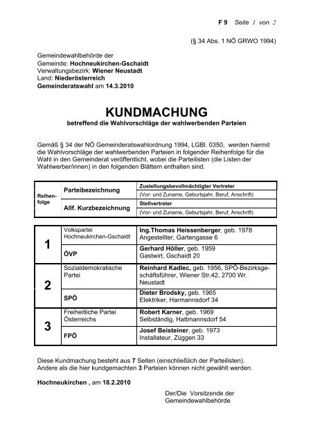 KUNDMACHUNG 1 2 3 - Marktgemeinde Hochneukirchen-Gschaidt