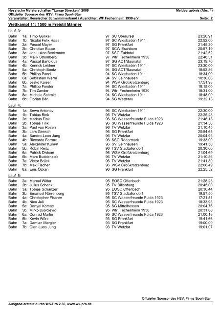 Wettkampf 7: 800 m Freistil Frauen - SG Frankfurt