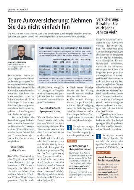 vznews, Schweiz deutsch, April 2024, Ausgabe 140