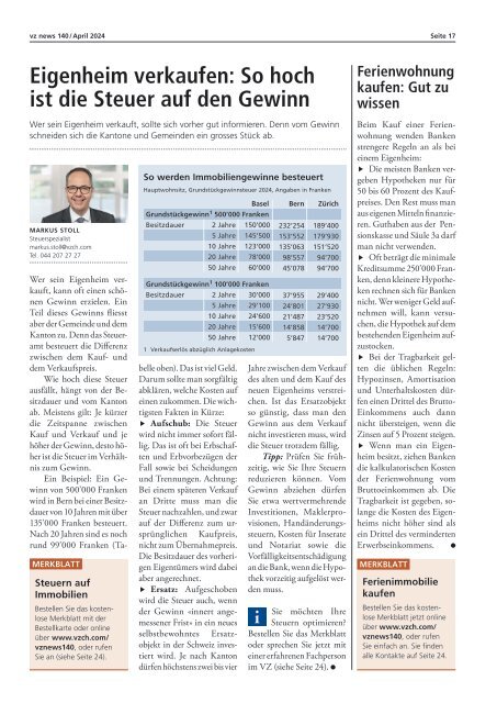 vznews, Schweiz deutsch, April 2024, Ausgabe 140