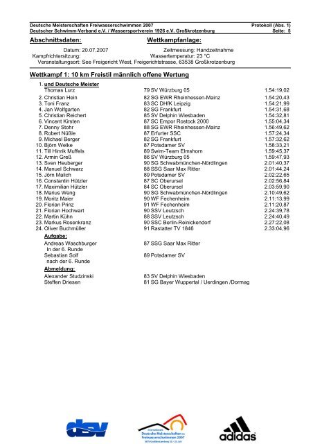 WKPro Wettkampf Deutsche Meisterschaften Freiwasserschwimmen