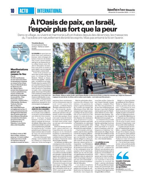 20231112 Le Parisien Article Neve Shalom Wahat As-salam