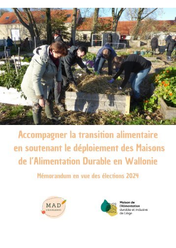 Accompagner la transition alimentaire en soutenant le déploiement des Maisons de l’Alimentati on Durable en Wallonie