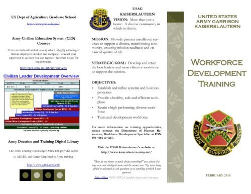 Workforce Development Training - US Army Garrison Kaiserslautern