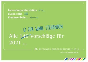 Vorschlagsheft 2. Bützower Bürgerhaushalt 2021 