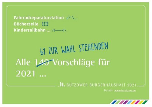 Vorschlagsheft 2. Bützower Bürgerhaushalt 2021 