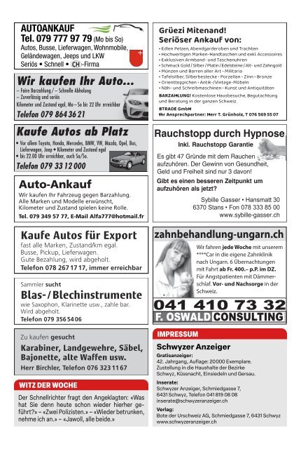 Schwyzer Anzeiger – Woche 11 – 15. März 2024