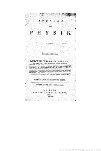 Anonyme. Annalen der Physik (Leipzig). 1821. - Ampère et l'histoire ...