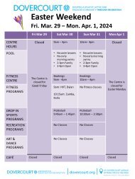 Dovercourt Easter 2024 schedule