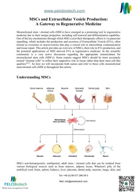 Review: MSCs and Exosomes Production