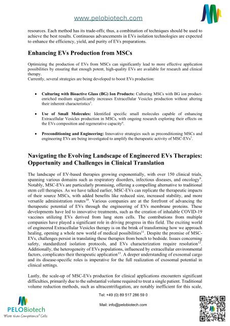 Review: MSCs and Exosomes Production