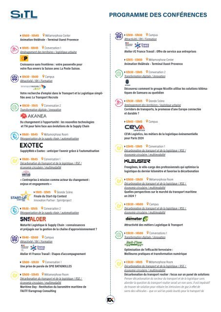 SITL 2024 - Programme des Conférences