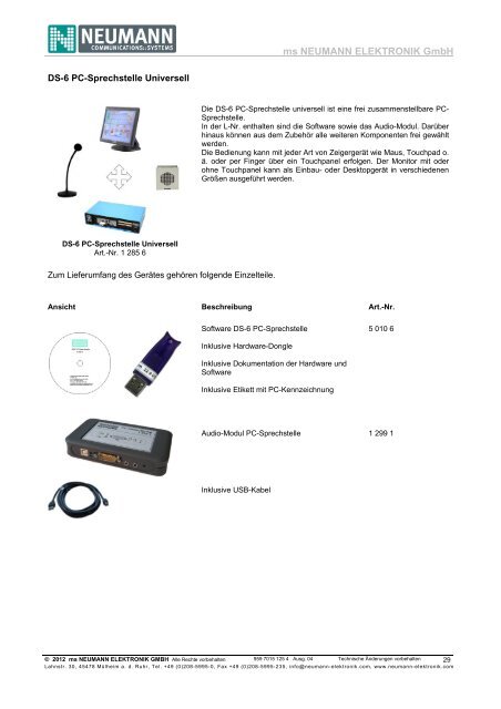 Kontakt - Neumann Elektronik